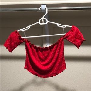 Red off the shoulder crop top